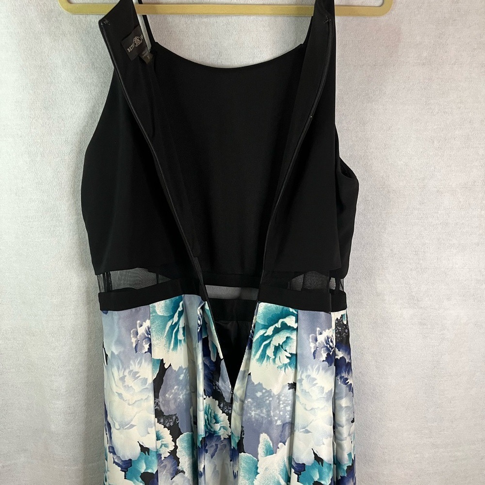 Betsy And Adam Illusion Two Piece Halter Dress Mesh Waist Satin Maxi Dress Sz 20 - Picture 9 of 11